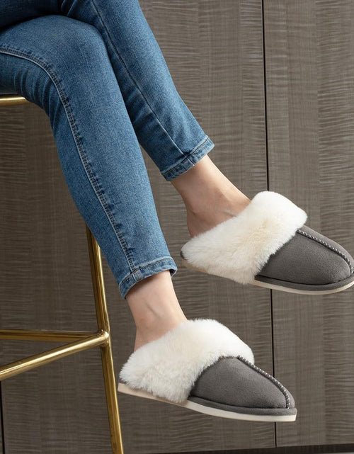 Load image into Gallery viewer, Women&#39;S Slippers Fuzzy Warm Comfy Faux Fur Slip-On Fluffy Bedroom House Shoes Memory Foam Suede Cozy Plush Breathable Anti-Slip Indoor &amp; Outdoor Winter
